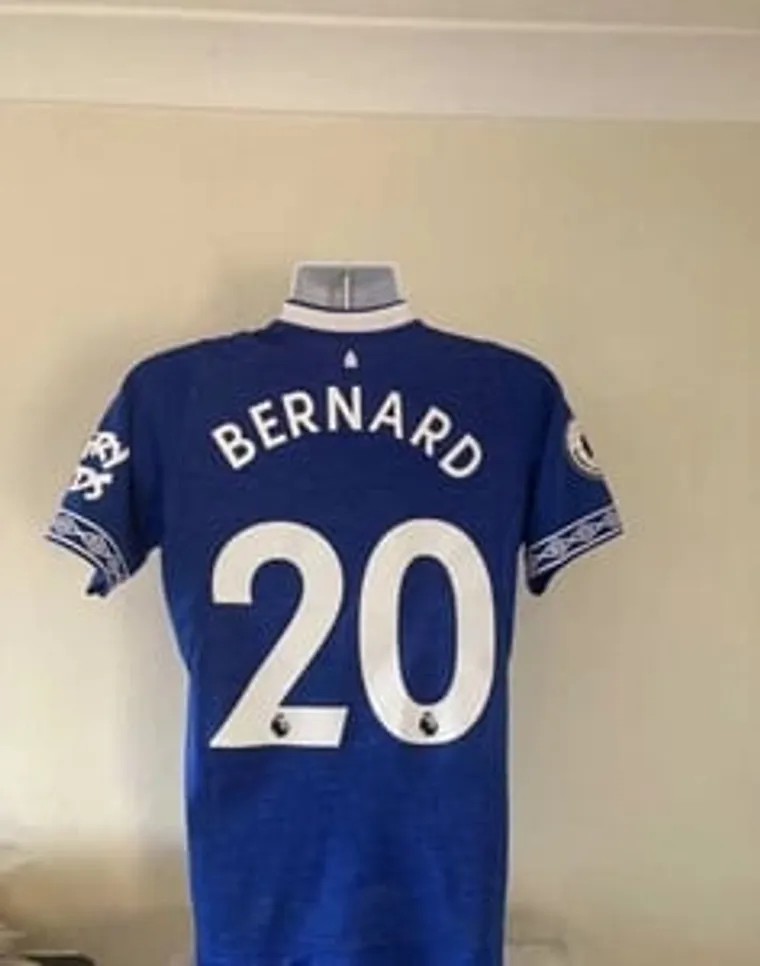Blue Everton football shirt with Bernard 20 on the back